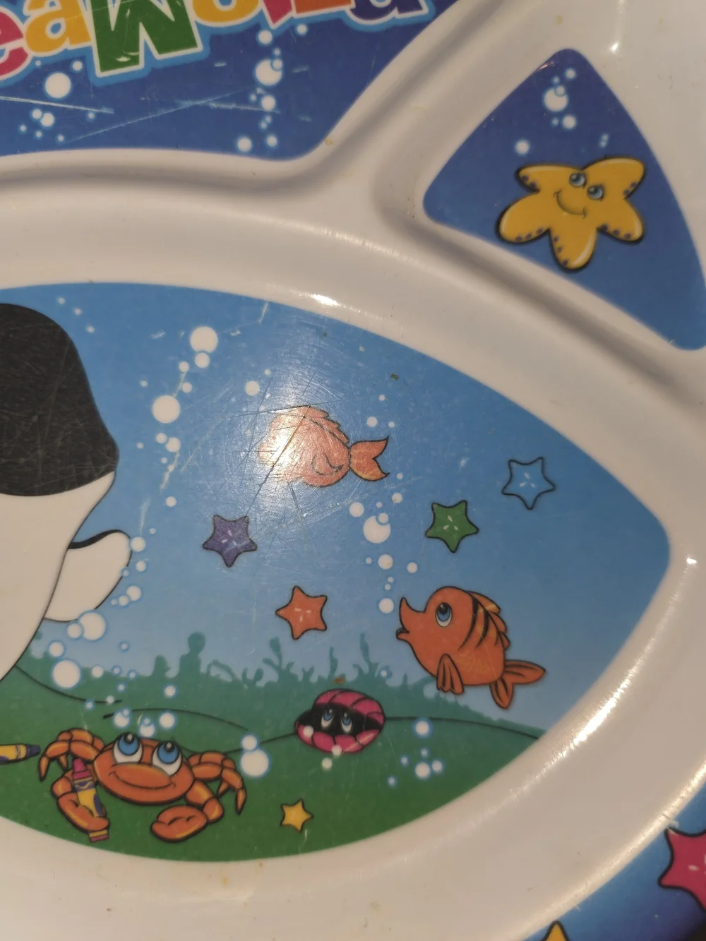 Vintage Seaworld Kids Blue Divided Snack Plate